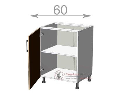 dolní skříňka š.60, v.82, Premiere L60821, bílá/řezaný grafit
