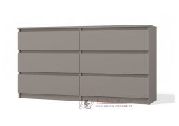 MALVÍNA M6, komoda se 6-ti zásuvkami 138-40cm, šedý jíl