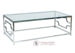 Konferenční stolek VERSACE A 120x60 cm, nerez / čiré sklo