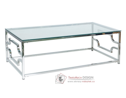 Konferenční stolek VERSACE A 120x60 cm, nerez / čiré sklo