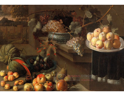 D-5970 Neznámý autor - Jablka, hrušky, melouny, fíky a hrozny v misce