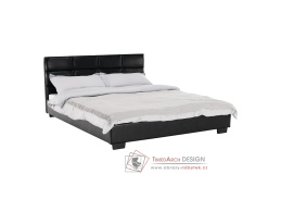MIKEL, čalouněná postel 160x200cm, ekokůže černá
