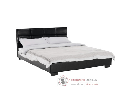 MIKEL, čalouněná postel 160x200cm, ekokůže černá