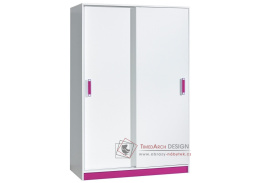 TRAFICO 14, šatní skříň s posuvnými dveřmi 120cm, bílá / růžová