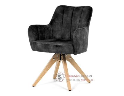 HC-D7188 BK4, jídelní otočné křeslo, dub / látka černá