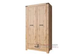 MORATIZ, šatní skříň 2-dveřová se zásuvkou 112cm, dub wotan