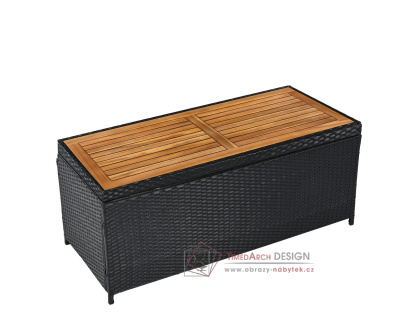 BEMUS, zahradní úložný box - lavice, černá / přírodní / krémová