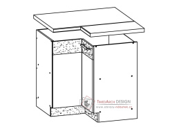 MODENA, dolní rohová skříňka 90/90 MD21/D90NW, buk / bílý lesk