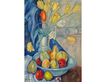 A-8864 Emile Othon Friesz - Zátiší s ovocem a tulipány