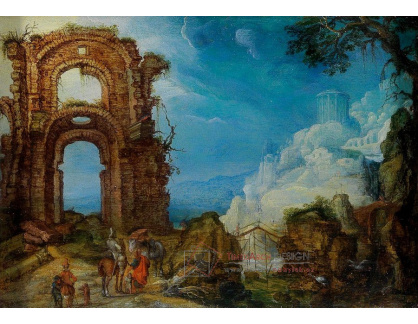 DDSO-1773 Mattheus Molanus - Krajina s římskými ruinami a chrámem na kopci