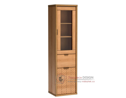 KERBIS, vitrína 2-dveřová se zásuvkou, dub karamel