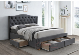 ASPEN II VELVET, čalouněná postel 160x200cm, látka šedá