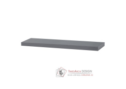 P-013 GREY, nástěnná polička 90cm, vysoký lesk šedý