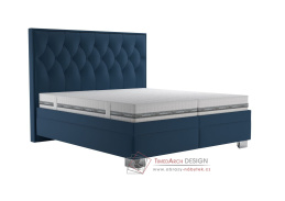 KERSTIN, čalouněná postel 180x200cm, látka modrá / matrace NANNA