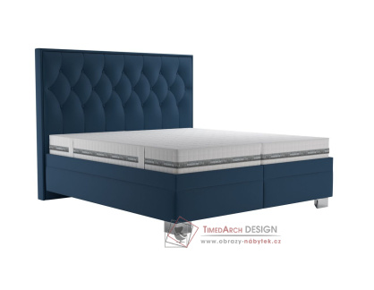 KERSTIN, čalouněná postel 180x200cm, látka modrá / matrace NANNA