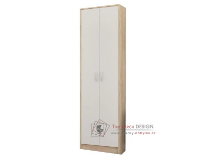 ORION, šatní skříň 1-dveřová, dub sonoma /b ílá