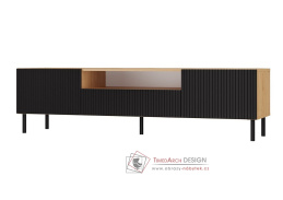 KARIS 160-L, televizí stolek 2-dveřový se zásuvkou, dub artisan / černá