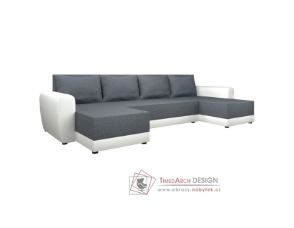 DAKAR NEW U, sedací souprava, ekokůže bílá / látka Twist 20 šedá