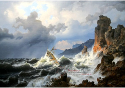 DDSO-4807 Andreas Achenbach - Mořská bouře na norském pobřeží