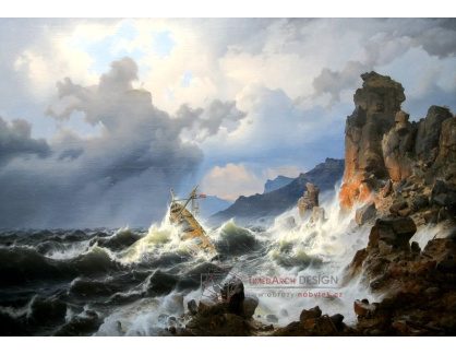 DDSO-4807 Andreas Achenbach - Mořská bouře na norském pobřeží