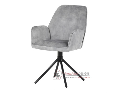 HC-511 SIL4, jídelní a konferenční křeslo, černá / látka stříbrný samet