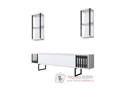 CHROME LINE, obývací stěna, černá / bílá