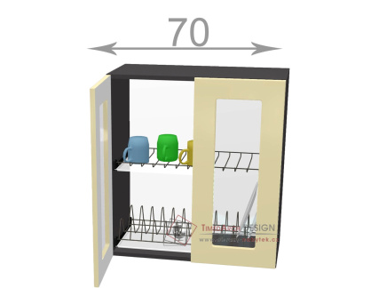 horní vitrína s odkapávačem š.70, v.72, Horizon WD7072G, grafit/šedý jíl