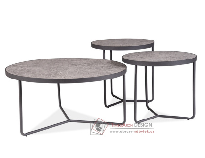 DEMETER, konferenční stolek - sada 3ks, černá / beton