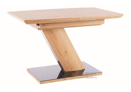 TORONTO, jídelní stůl rozkládací 120-160x80cm, černý  lak / dub