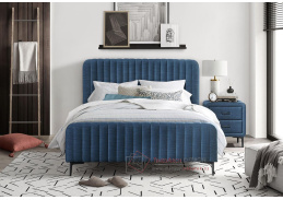 HUMP, čalouněná postel 180x200cm, látka modrá