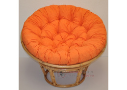 Ratanový papasan 110 cm medový polstr oranžový melír