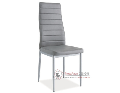 H-261 BIS, jídelní čalouněná židle, aluminium / ekokůže šedá
