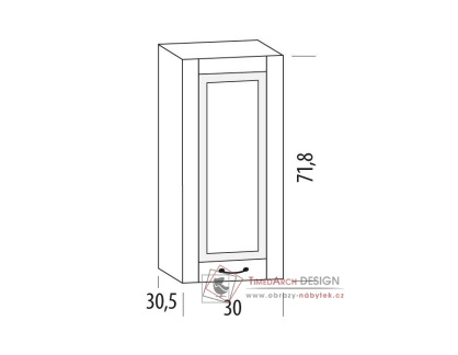 CHARLOTTA, horní skříňka 1-dveřová 30B, výběr provedení