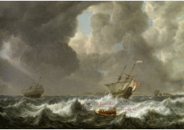 D-6483 Simon de Vlieger - Holandské lodě na rozbouřeném moři