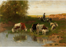 DDSO-1645 Christian Friedrich Mali - Dobytek s pastýřem u brodu