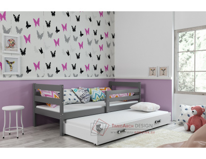 NORBERT II, postel s přistýlkou 90x200cm, grafit / bílá