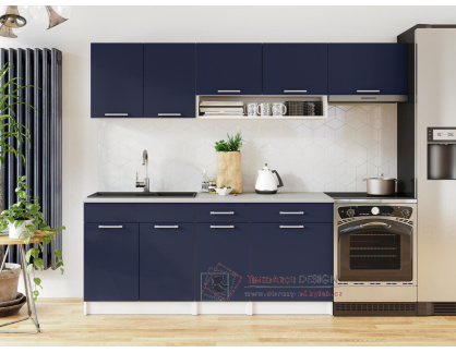 VIOLETA, kuchyňská linka 240-180cm, tmavě modrá
