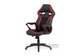 KA-G406 RED, kancelářská židle, ekokůže černá / látka červená mesh