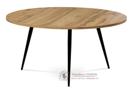 AF-3004 OAK, konferenční stolek pr. 80cm, černý lak / dub divoký