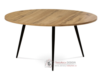 AF-3004 OAK, konferenční stolek pr. 80cm, černý lak / dub divoký