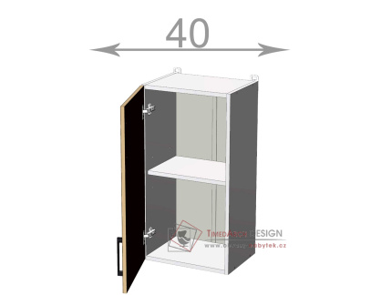 horní skříňka š.40, v.72, Kaiser W4072, bílá/antracit lesk