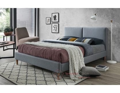 ACOMA, čalouněná postel 160x200cm, dub / látka šedá