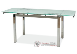 GD-017, jídelní stůl rozkládací, chrom / bílé sklo