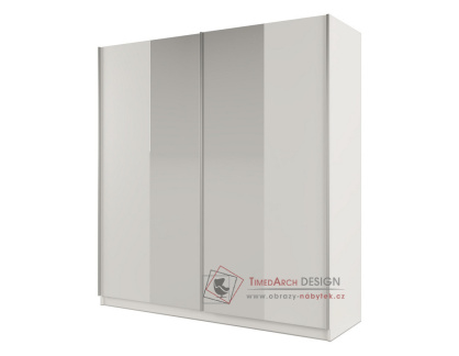 WATERLOO, šatní skříň s posuvnými dveřmi 200cm, bílá / zrcadlo