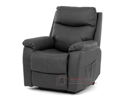 TV-5874 GREY, křeslo elektricky polohovatelné, látka šedá v dekoru broušené kůže.