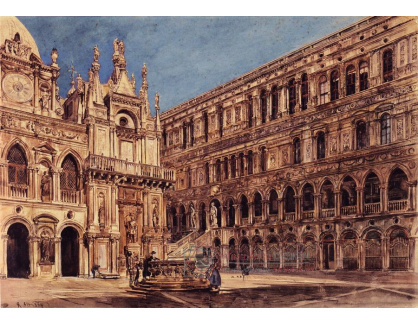 VALT 81 Rudolf von Alt - Nádvoří Dóžecího paláce v Benátkách