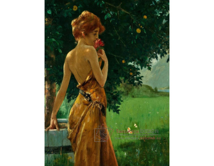 A-8544 Conrad Kiesel - Mladá dáma s růží u stromu