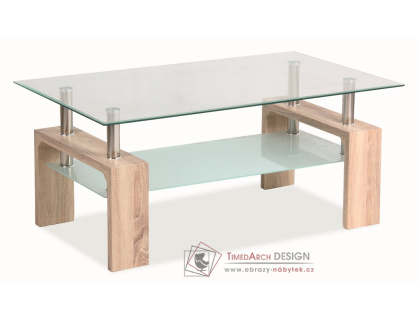 LISA BASIC, konferenční stolek, dub sonoma / sklo