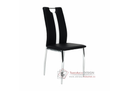 SIGNA, jídelní židle, chrom / ekokůže černá + bílá