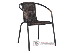 DOREN, židle stohovatelná, černá / umělý ratan hnědý